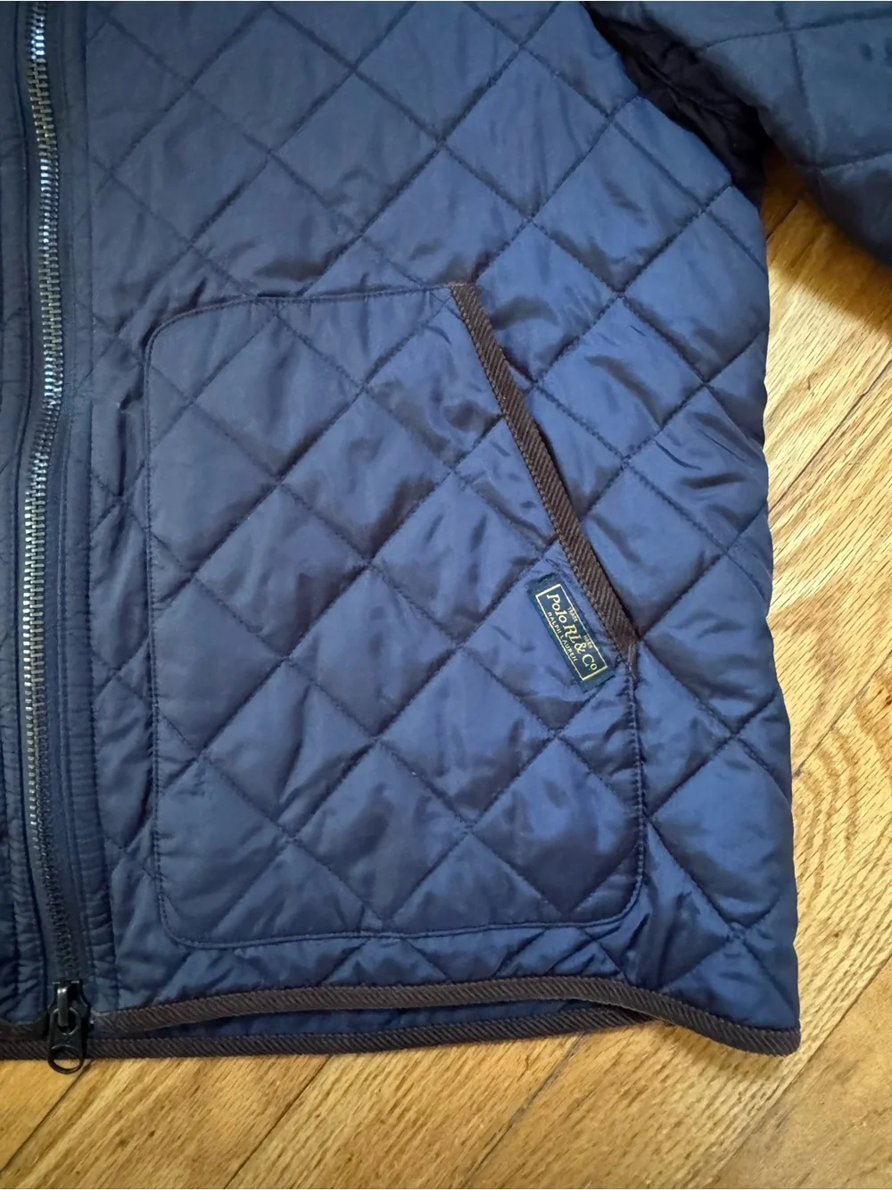 Polo Ralph Lauren Mens Quilted Field Jacket Navy Sz XL Corduroy Trim Equestrian
